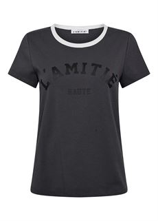 HAUTE L`AMITIÉ T-SHIRT, NECKLINE LOGO TEE, INK